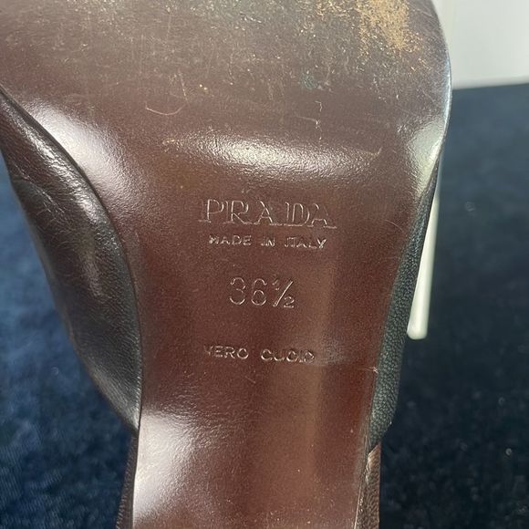 Prada Brown Shaped Mid Heel Mules Sandals - Picture 6 of 6
